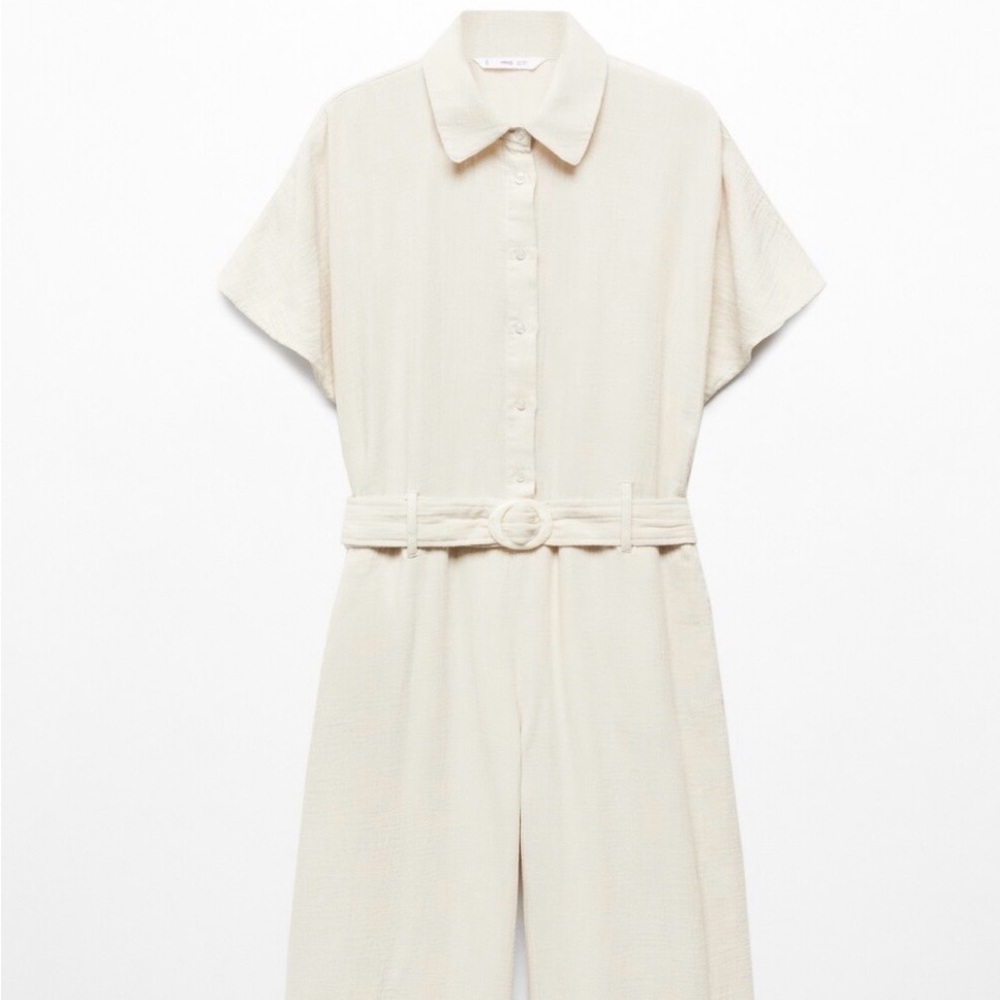 NWT Mango Belted Jumpsuit Cotton Summer Stylish Vacation Pantsuit - Picture 4 of 7